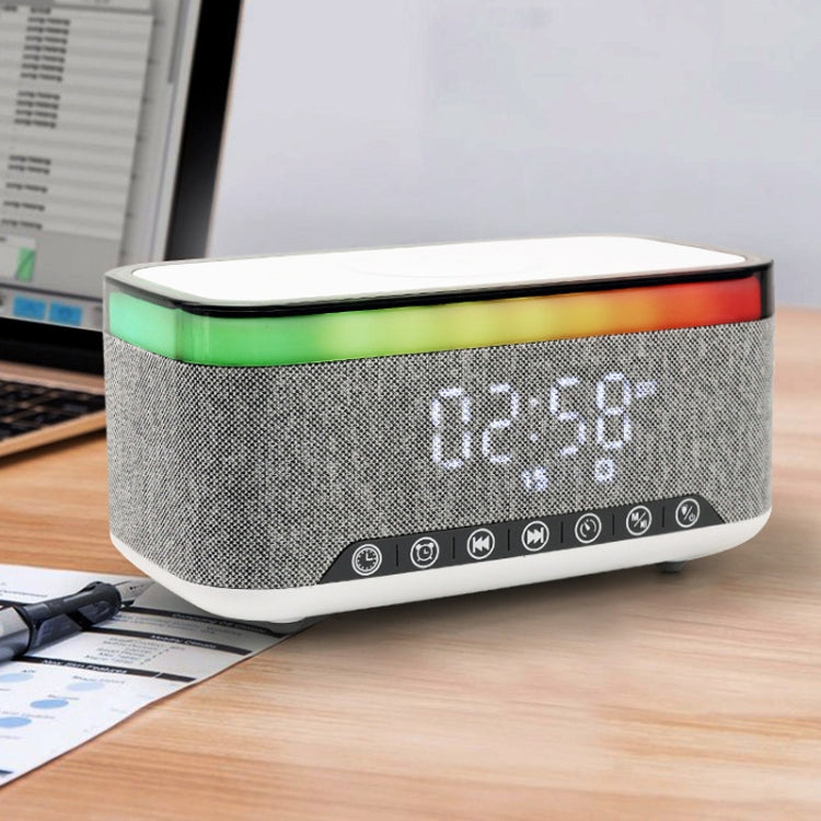 AEC S300 Portable 10W Power Multifunction Bluetooth Speaker Alarm Clock Wireless Charger(White) - Desktop Speaker by AEC | Online Shopping South Africa | PMC Jewellery | Buy Now Pay Later Mobicred