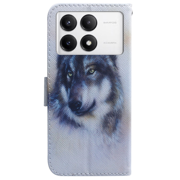 For Xiaomi Redmi K70 Pro / K70 Coloured Drawing Flip Leather Phone Case(White Wolf) - K70 Cases by PMC Jewellery | Online Shopping South Africa | PMC Jewellery | Buy Now Pay Later Mobicred