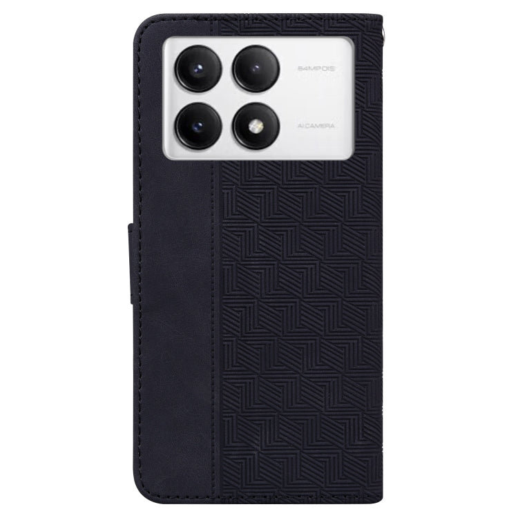 For Xiaomi Redmi K70 Pro / K70 Geometric Embossed Leather Phone Case(Black) - K70 Cases by PMC Jewellery | Online Shopping South Africa | PMC Jewellery | Buy Now Pay Later Mobicred