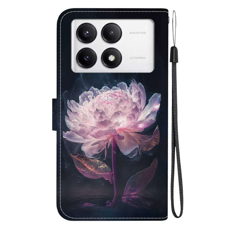 For Xiaomi Redmi K70 Pro / K70 Crystal Texture Colored Drawing Leather Phone Case(Purple Peony) - K70 Cases by PMC Jewellery | Online Shopping South Africa | PMC Jewellery | Buy Now Pay Later Mobicred