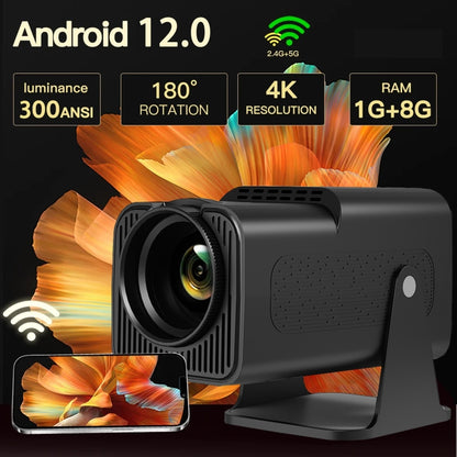 Y6S 4K Android 12.0 Portable Home HD Mini WiFi Projector(UK Plug) - Mini Projector by PMC Jewellery | Online Shopping South Africa | PMC Jewellery | Buy Now Pay Later Mobicred