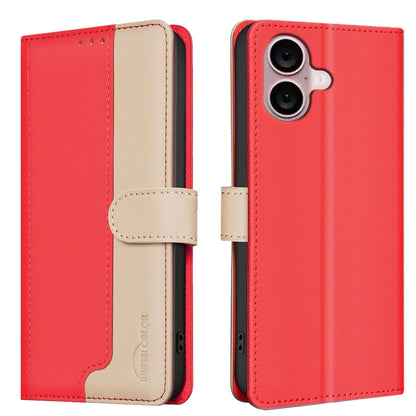 For iPhone 16 Color Matching RFID Anti-theft Leather Phone Case(Red) - iPhone 16 Cases by PMC Jewellery | Online Shopping South Africa | PMC Jewellery | Buy Now Pay Later Mobicred