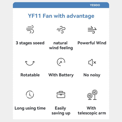 Yesido YF11 Foldable Telescopic Floor Fan(White) - Electric Fans by Yesido | Online Shopping South Africa | PMC Jewellery | Buy Now Pay Later Mobicred