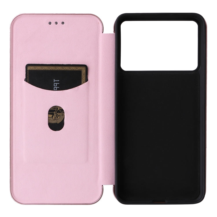 For Redmi K70 Carbon Fiber Texture Flip Leather Phone Case(Pink) - K70 Cases by PMC Jewellery | Online Shopping South Africa | PMC Jewellery | Buy Now Pay Later Mobicred