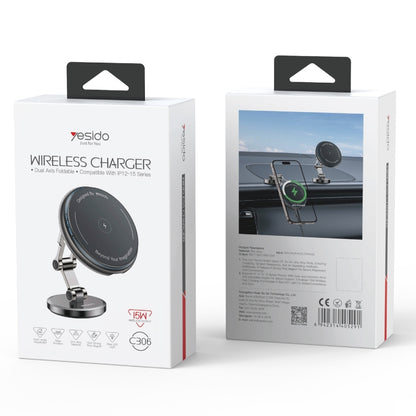 Yesido C306 15W Car Magnetic Wireless Charging Holder(Black) - Wireless Charger Holders by Yesido | Online Shopping South Africa | PMC Jewellery | Buy Now Pay Later Mobicred