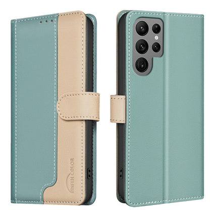 For Samsung Galaxy S25 Ultra 5G Color Matching RFID Anti-theft Leather Phone Case(Green) - Galaxy S25 Ultra 5G Cases by PMC Jewellery | Online Shopping South Africa | PMC Jewellery | Buy Now Pay Later Mobicred