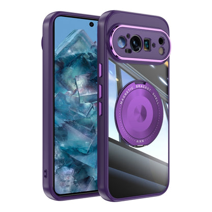 For Google Pixel 9 / 9 Pro 360 Holder Magsafe Acrylic Hybrid TPU Phone Case(Purple) - Google Cases by PMC Jewellery | Online Shopping South Africa | PMC Jewellery | Buy Now Pay Later Mobicred