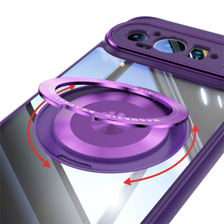 For Google Pixel 9 Pro XL 360 Holder Magsafe Acrylic Hybrid TPU Phone Case(Purple) - Google Cases by PMC Jewellery | Online Shopping South Africa | PMC Jewellery | Buy Now Pay Later Mobicred