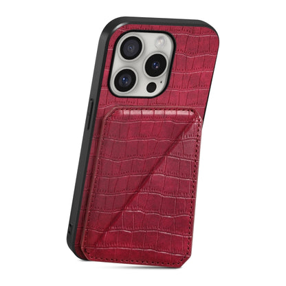 For iPhone 16 Pro Imitation Crocodile Leather Back Phone Case with Holder(Rose Red) - iPhone 16 Pro Cases by PMC Jewellery | Online Shopping South Africa | PMC Jewellery | Buy Now Pay Later Mobicred