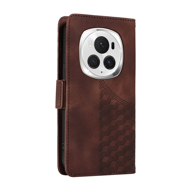 For Honor Magic6 Pro Embossed Rhombus Starry Leather Phone Case(Brown) - Honor Cases by PMC Jewellery | Online Shopping South Africa | PMC Jewellery | Buy Now Pay Later Mobicred