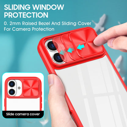 For iPhone 16 Sliding Camshield Acrylic Hybrid TPU Phone Case(Red) - iPhone 16 Cases by PMC Jewellery | Online Shopping South Africa | PMC Jewellery | Buy Now Pay Later Mobicred