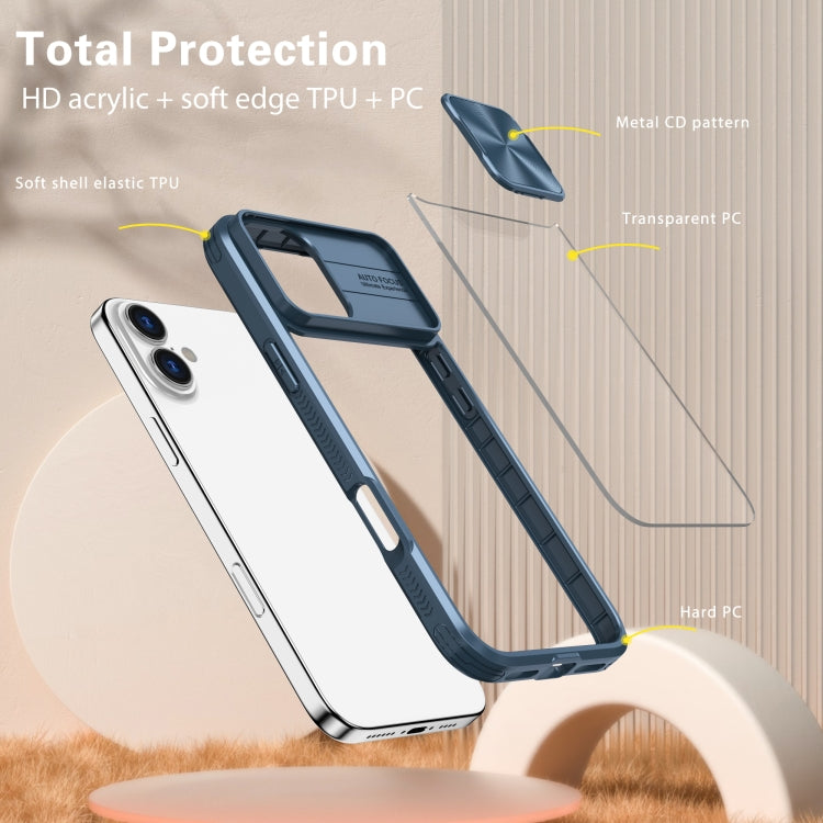 For iPhone 16 Pro Max Sliding Camshield Acrylic Hybrid TPU Phone Case(Navy Blue) - iPhone 16 Pro Max Cases by PMC Jewellery | Online Shopping South Africa | PMC Jewellery | Buy Now Pay Later Mobicred