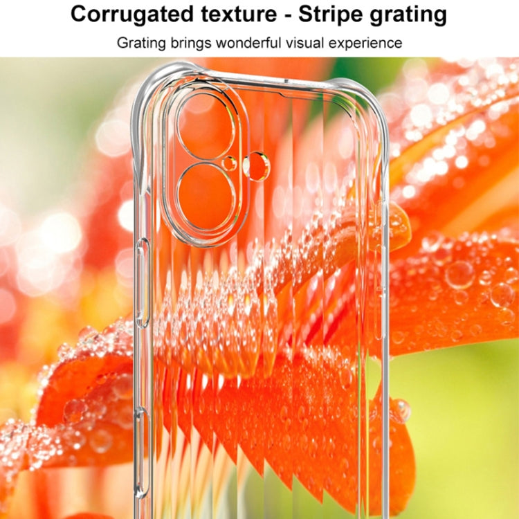 For iPhone 16 IMAK Corrugated Texture Airbag TPU Phone Case(Transparent) - iPhone 16 Cases by imak | Online Shopping South Africa | PMC Jewellery | Buy Now Pay Later Mobicred