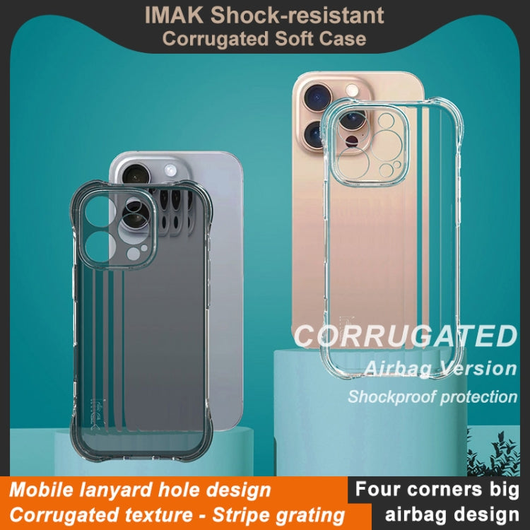 For iPhone 16 Pro IMAK Corrugated Texture Airbag TPU Phone Case(Transparent Black) - iPhone 16 Pro Cases by imak | Online Shopping South Africa | PMC Jewellery | Buy Now Pay Later Mobicred