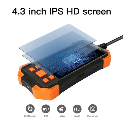 T20 4.3 inch IPS Screen 8mm Single Camera IP67 Waterproof Hard Cable Digital Endoscope, Length:10m(Black Orange) -  by PMC Jewellery | Online Shopping South Africa | PMC Jewellery | Buy Now Pay Later Mobicred