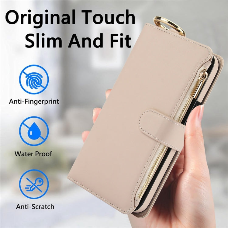 For Samsung Galaxy S24 5G Crossbody Ring Multifunctional Wallet Leather Phone Case(White) - Galaxy S24 5G Cases by PMC Jewellery | Online Shopping South Africa | PMC Jewellery | Buy Now Pay Later Mobicred