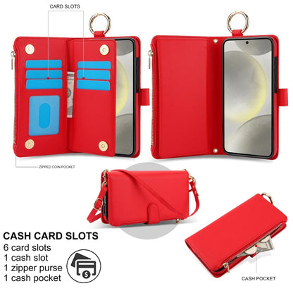 For Samsung Galaxy S24 5G Crossbody Ring Multifunctional Wallet Leather Phone Case(Red) - Galaxy S24 5G Cases by PMC Jewellery | Online Shopping South Africa | PMC Jewellery | Buy Now Pay Later Mobicred