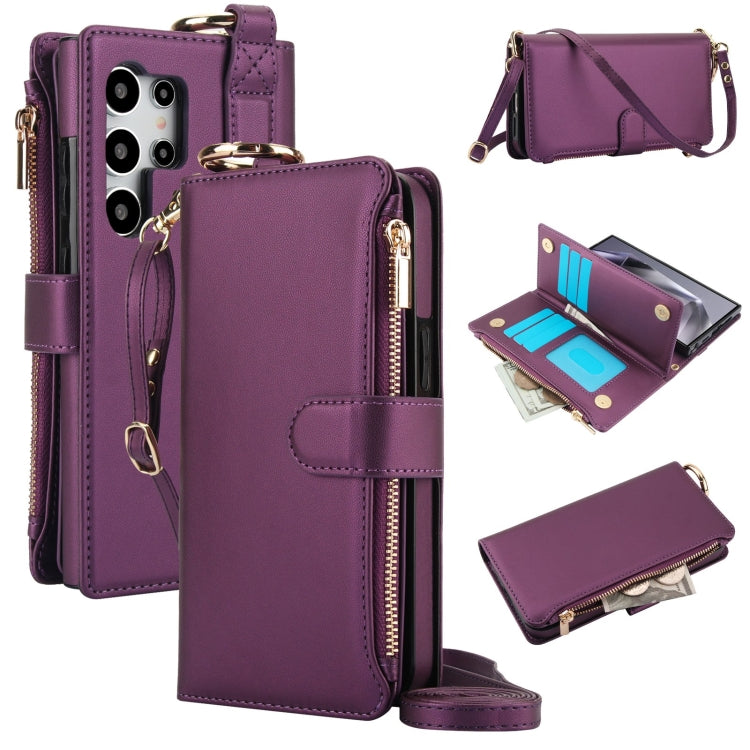 For Samsung Galaxy S24 Ultra 5G Crossbody Ring Multifunctional Wallet Leather Phone Case(Dark Purple) - Galaxy S24 Ultra 5G Cases by PMC Jewellery | Online Shopping South Africa | PMC Jewellery | Buy Now Pay Later Mobicred