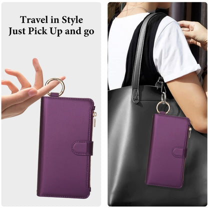 For Samsung Galaxy S24 Ultra 5G Crossbody Ring Multifunctional Wallet Leather Phone Case(Dark Purple) - Galaxy S24 Ultra 5G Cases by PMC Jewellery | Online Shopping South Africa | PMC Jewellery | Buy Now Pay Later Mobicred