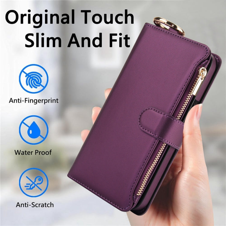 For Samsung Galaxy S24 Ultra 5G Crossbody Ring Multifunctional Wallet Leather Phone Case(Dark Purple) - Galaxy S24 Ultra 5G Cases by PMC Jewellery | Online Shopping South Africa | PMC Jewellery | Buy Now Pay Later Mobicred