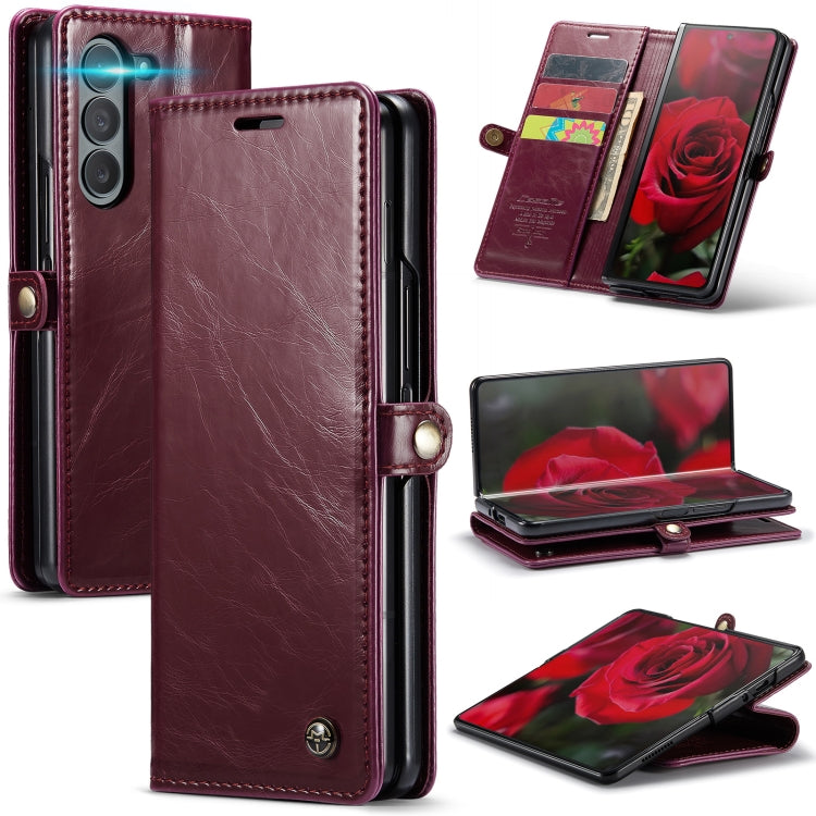 For Samsung Galaxy Z Fold6 5G CaseMe 003 Crazy Horse Texture Flip Leather Phone Case(Wine Red) - Galaxy Z Fold6 5G Cases by CaseMe | Online Shopping South Africa | PMC Jewellery | Buy Now Pay Later Mobicred