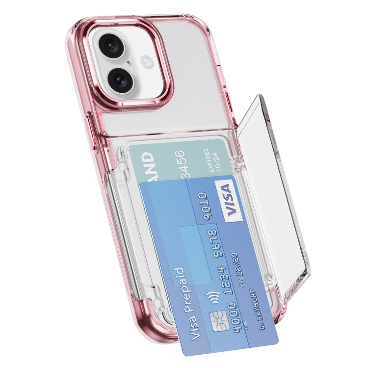 For iPhone 16 Card Holder Acrylic Hybrid TPU Phone Case(Transparent Pink) - iPhone 16 Cases by PMC Jewellery | Online Shopping South Africa | PMC Jewellery | Buy Now Pay Later Mobicred