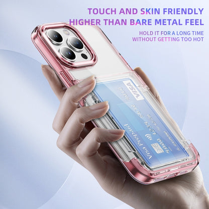 For iPhone 16 Card Holder Acrylic Hybrid TPU Phone Case(Transparent Pink) - iPhone 16 Cases by PMC Jewellery | Online Shopping South Africa | PMC Jewellery | Buy Now Pay Later Mobicred