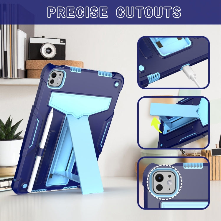 For iPad Pro 11 2024 T Holder Robot Silicone Hybrid PC Tablet Case(Navy Blue Blue) - iPad Pro 11 2024 Cases by PMC Jewellery | Online Shopping South Africa | PMC Jewellery | Buy Now Pay Later Mobicred