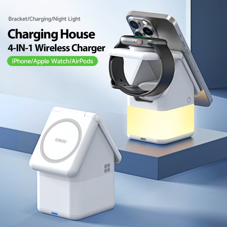 DUZZONA W20 4 in 1 15W Magnetic Wireless Charger Station(White) - Wireless Charger by DUZZONA | Online Shopping South Africa | PMC Jewellery | Buy Now Pay Later Mobicred