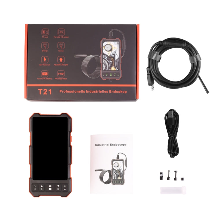 T21 4.5 inch IPS Color Screen 8mm Single Camera Split Hard Cable Industrial Endoscope, Length:2m(Black Red) -  by PMC Jewellery | Online Shopping South Africa | PMC Jewellery | Buy Now Pay Later Mobicred