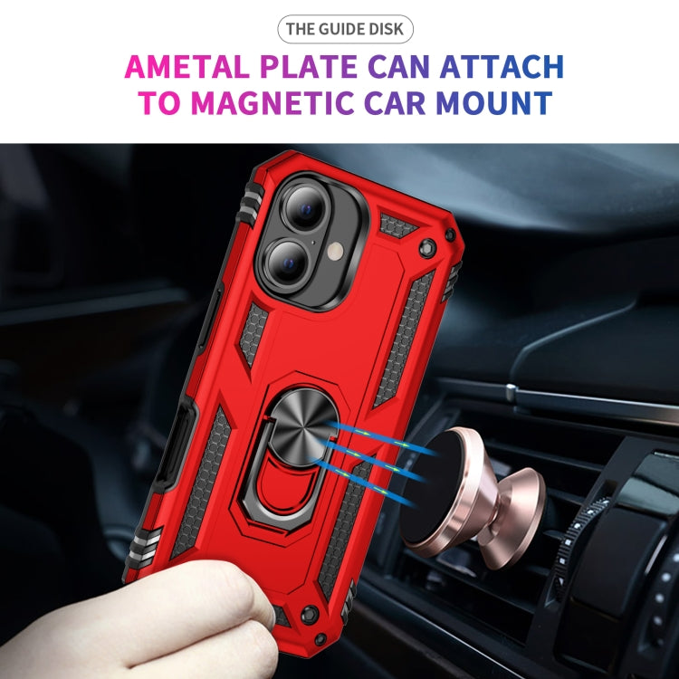 For iPhone 16 Shockproof TPU Hybrid PC Phone Case with Holder(Red) - iPhone 16 Cases by PMC Jewellery | Online Shopping South Africa | PMC Jewellery | Buy Now Pay Later Mobicred