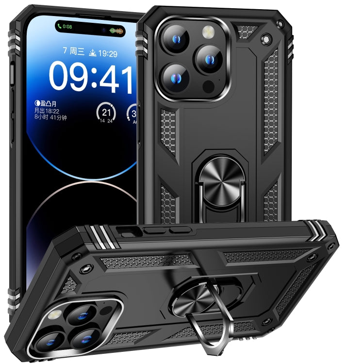 For iPhone 16 Pro Shockproof TPU Hybrid PC Phone Case with Holder(Black) - iPhone 16 Pro Cases by PMC Jewellery | Online Shopping South Africa | PMC Jewellery | Buy Now Pay Later Mobicred