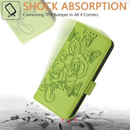 For iPhone 16 Pro Max Embossed Rose RFID Anti-theft Leather Phone Case(Green) - iPhone 16 Pro Max Cases by PMC Jewellery | Online Shopping South Africa | PMC Jewellery | Buy Now Pay Later Mobicred