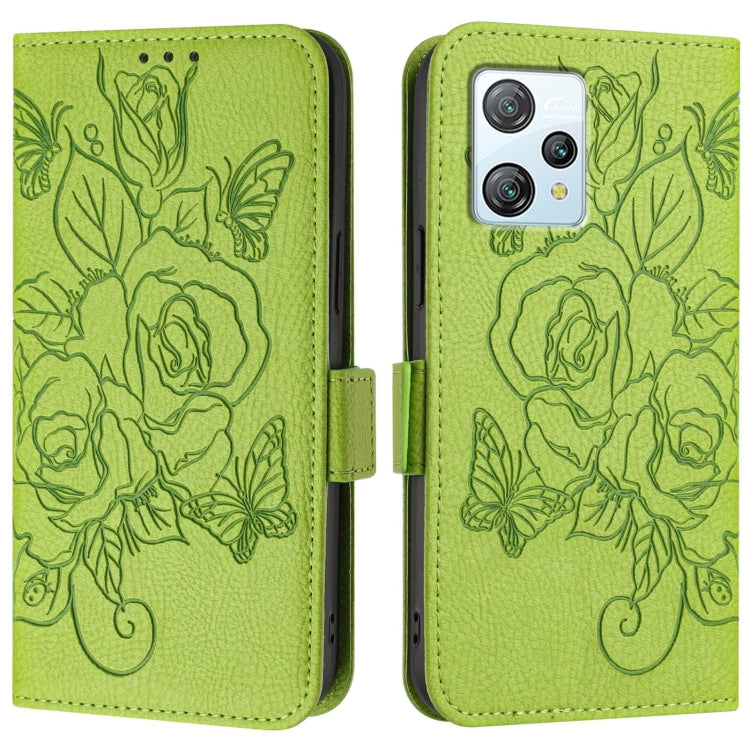For Blackview A53 Embossed Rose RFID Anti-theft Leather Phone Case(Green) - More Brand by PMC Jewellery | Online Shopping South Africa | PMC Jewellery | Buy Now Pay Later Mobicred