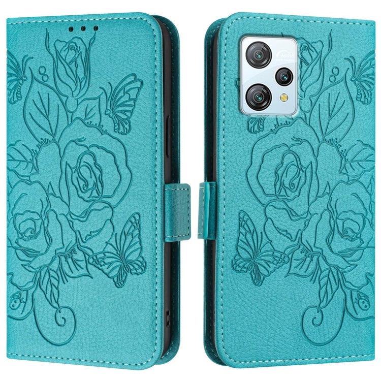 For Blackview A53 Embossed Rose RFID Anti-theft Leather Phone Case(Light Blue) - More Brand by PMC Jewellery | Online Shopping South Africa | PMC Jewellery | Buy Now Pay Later Mobicred