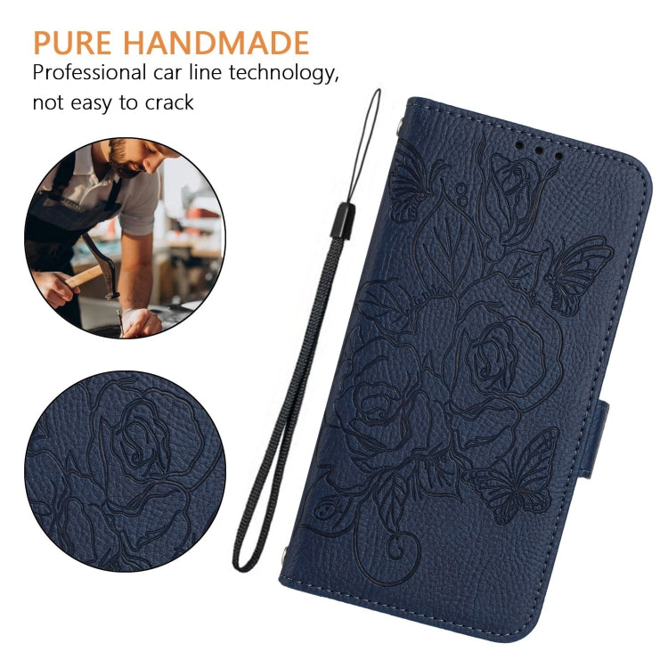 For Blackview A53 Embossed Rose RFID Anti-theft Leather Phone Case(Dark Blue) - More Brand by PMC Jewellery | Online Shopping South Africa | PMC Jewellery | Buy Now Pay Later Mobicred