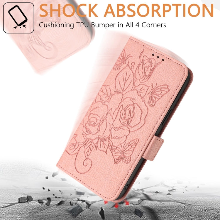 For Blackview Shark 8 Embossed Rose RFID Anti-theft Leather Phone Case(Pink) - More Brand by PMC Jewellery | Online Shopping South Africa | PMC Jewellery | Buy Now Pay Later Mobicred