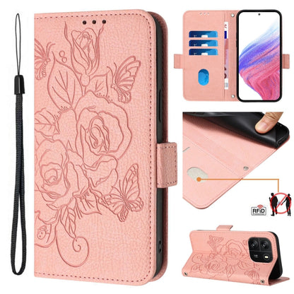 For Blackview WAVE 6C Embossed Rose RFID Anti-theft Leather Phone Case(Pink) - More Brand by PMC Jewellery | Online Shopping South Africa | PMC Jewellery | Buy Now Pay Later Mobicred