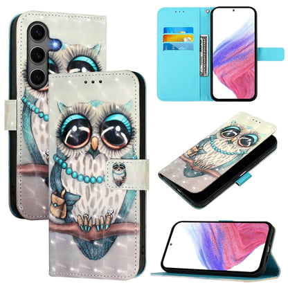 For Samsung Galaxy S25+ 5G 3D Painting Horizontal Flip Leather Phone Case(Grey Owl) - Galaxy S25+ 5G Cases by PMC Jewellery | Online Shopping South Africa | PMC Jewellery | Buy Now Pay Later Mobicred