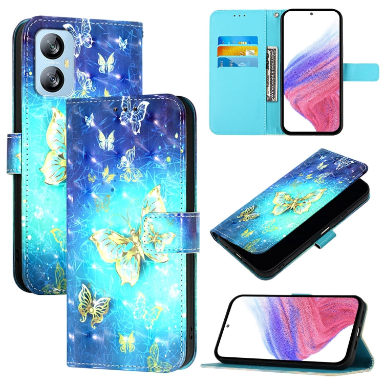 For Blackview A52 3D Painting Horizontal Flip Leather Phone Case(Golden Butterfly) - More Brand by PMC Jewellery | Online Shopping South Africa | PMC Jewellery | Buy Now Pay Later Mobicred