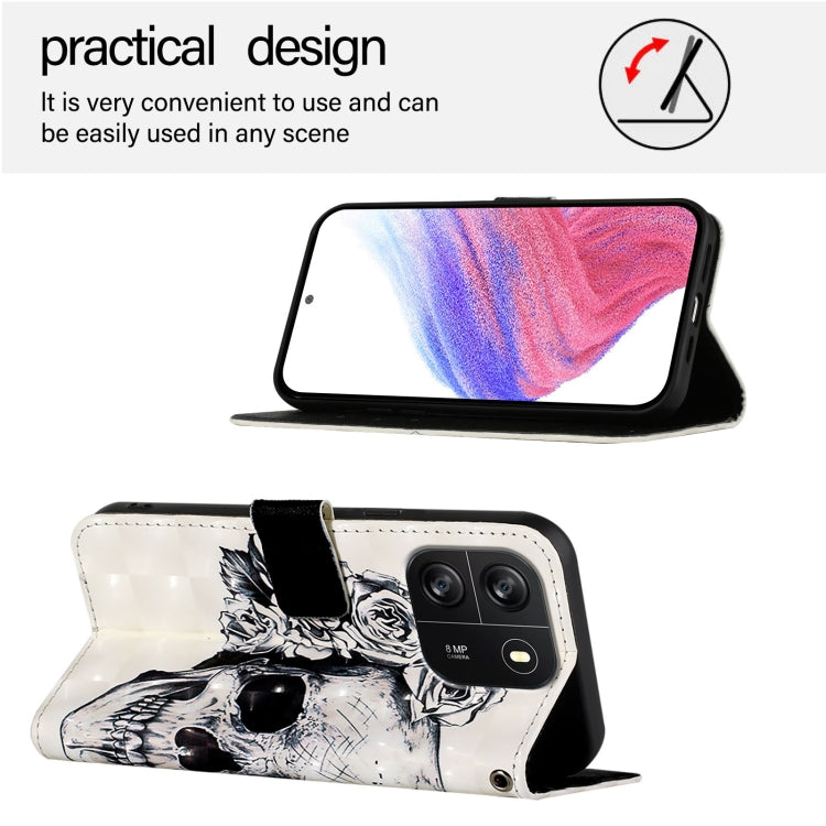 For Blackview Wave 6C 3D Painting Horizontal Flip Leather Phone Case(Skull) - More Brand by PMC Jewellery | Online Shopping South Africa | PMC Jewellery | Buy Now Pay Later Mobicred