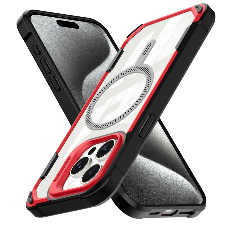 For iPhone 16 Plus Transparent Acrylic MagSafe Lens Holder Phone Case(Red) - iPhone 16 Plus Cases by PMC Jewellery | Online Shopping South Africa | PMC Jewellery | Buy Now Pay Later Mobicred