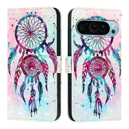 For Google Pixel 9 / 9 Pro 3D Painting Horizontal Flip Leather Phone Case(Color Drop Wind Chimes) - Google Cases by PMC Jewellery | Online Shopping South Africa | PMC Jewellery | Buy Now Pay Later Mobicred