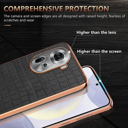 For OPPO Reno11 Global AZNS Electroplated Frame Crocodile Texture Full Coverage Phone Case(Black) - Reno11 Cases by AZNS | Online Shopping South Africa | PMC Jewellery | Buy Now Pay Later Mobicred