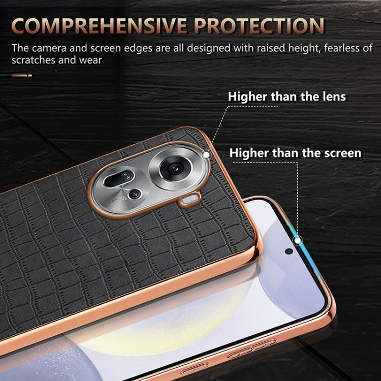 For OPPO Reno11 Global AZNS Electroplated Frame Crocodile Texture Full Coverage Phone Case(Blue) - Reno11 Cases by AZNS | Online Shopping South Africa | PMC Jewellery | Buy Now Pay Later Mobicred