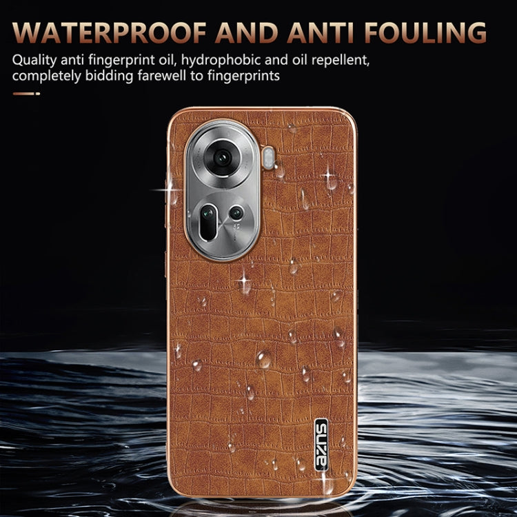 For OPPO Reno11 Global AZNS Electroplated Frame Crocodile Texture Full Coverage Phone Case(White) - Reno11 Cases by AZNS | Online Shopping South Africa | PMC Jewellery | Buy Now Pay Later Mobicred