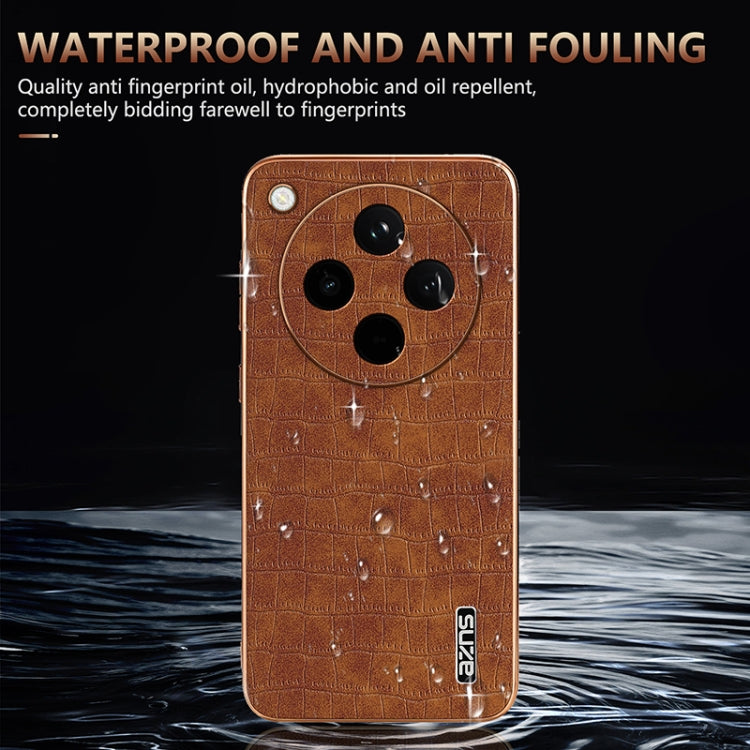 For OPPO Find X8 AZNS Electroplated Frame Crocodile Texture Full Coverage Phone Case(Black) - Find X8 Cases by AZNS | Online Shopping South Africa | PMC Jewellery | Buy Now Pay Later Mobicred