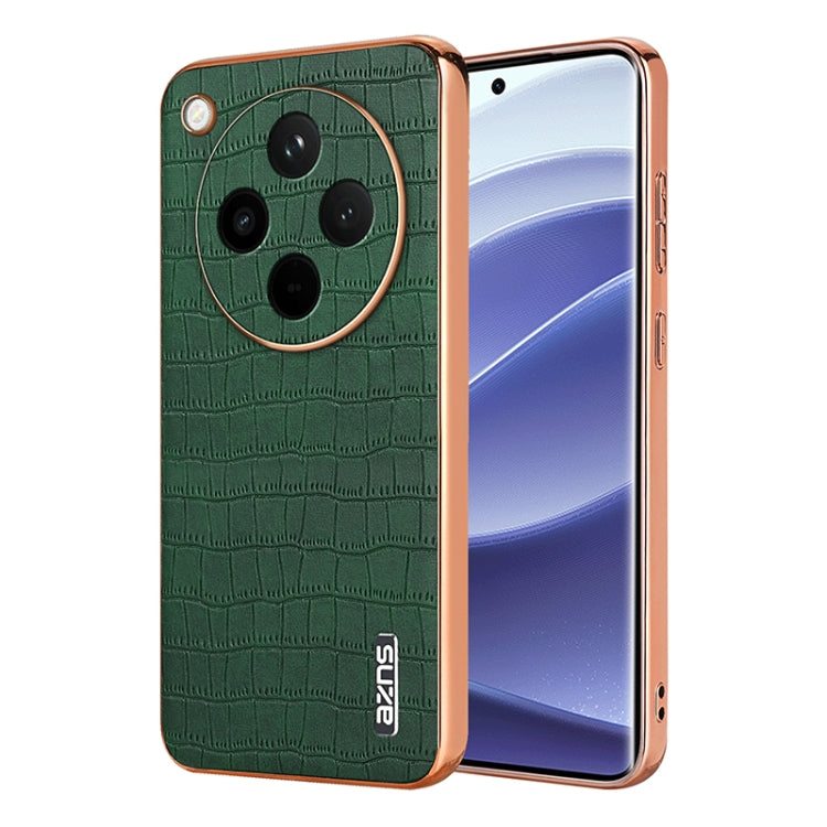 For OPPO Find X8 AZNS Electroplated Frame Crocodile Texture Full Coverage Phone Case(Green) - Find X8 Cases by AZNS | Online Shopping South Africa | PMC Jewellery | Buy Now Pay Later Mobicred