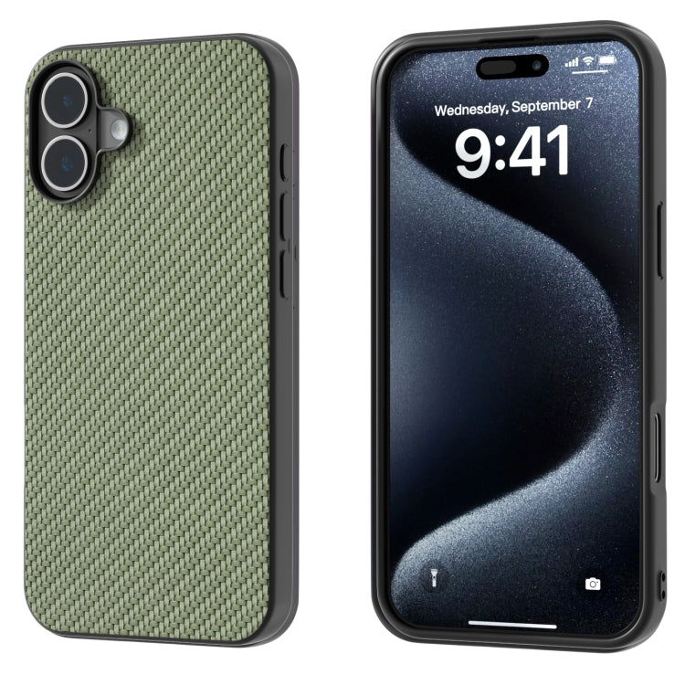 For iPhone 16 Carbon Fiber Texture Protective Phone Case(Green) - iPhone 16 Cases by PMC Jewellery | Online Shopping South Africa | PMC Jewellery | Buy Now Pay Later Mobicred