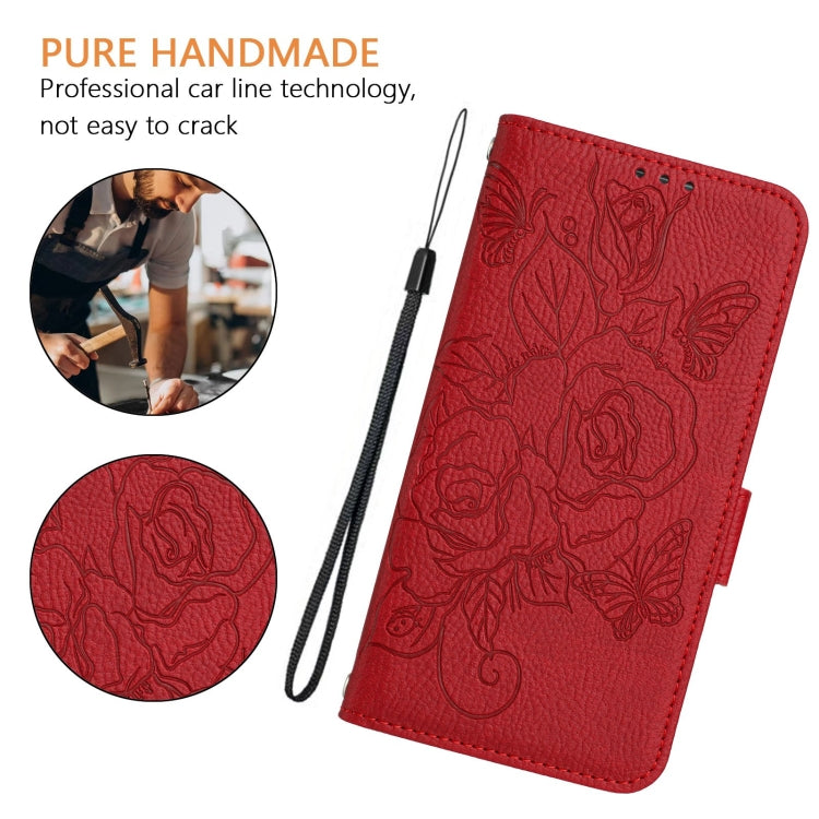 For Honor Magic6 Pro 5G Embossed Rose RFID Anti-theft Leather Phone Case(Red) - Honor Cases by PMC Jewellery | Online Shopping South Africa | PMC Jewellery | Buy Now Pay Later Mobicred